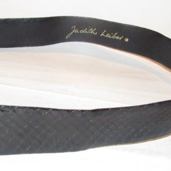 Judith Leiber Black Snakeskin Leather Belt - Picture 4 of 5